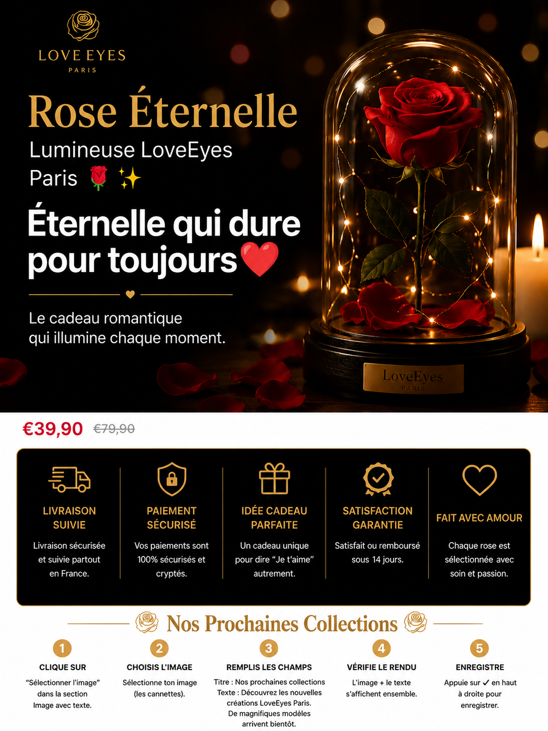 Rose Éternelle Lumineuse LoveEyes Paris 🌹✨