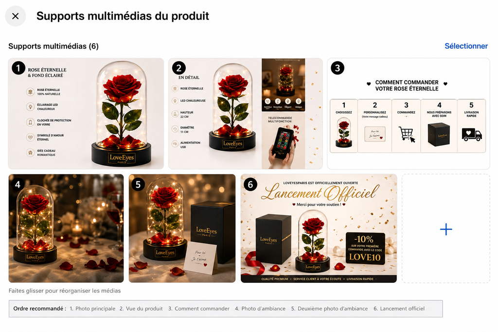 Rose Éternelle Lumineuse LoveEyes Paris 🌹✨