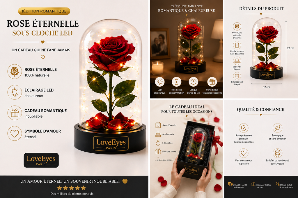 Rose Éternelle Lumineuse LoveEyes Paris 🌹✨