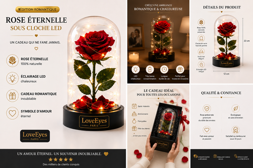 Rose Éternelle Lumineuse LoveEyes Paris 🌹✨