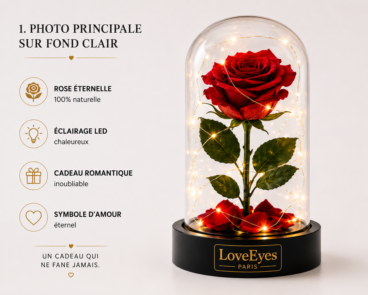 Rose Éternelle Lumineuse LoveEyes Paris 🌹✨