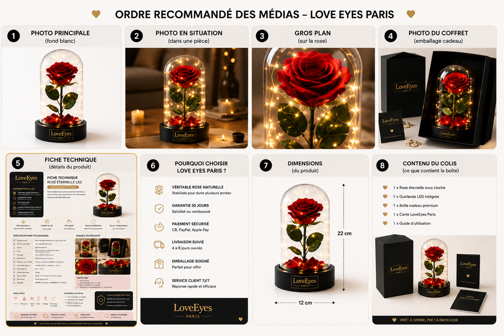 Rose Éternelle Lumineuse LoveEyes Paris 🌹✨